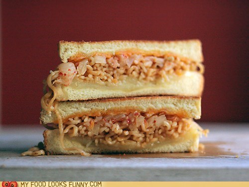 Kimchi Ramen Grilled Cheese Sandwich