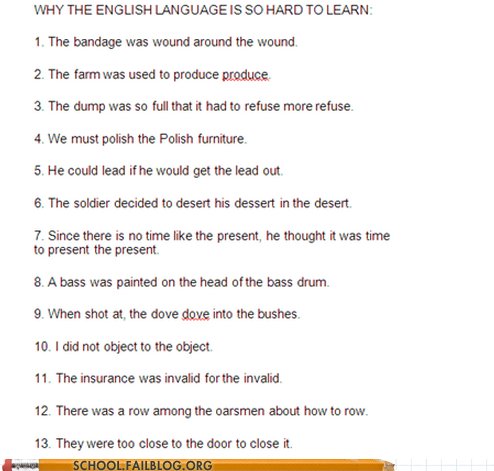 School of Fail: ESL 101: English is the Worst