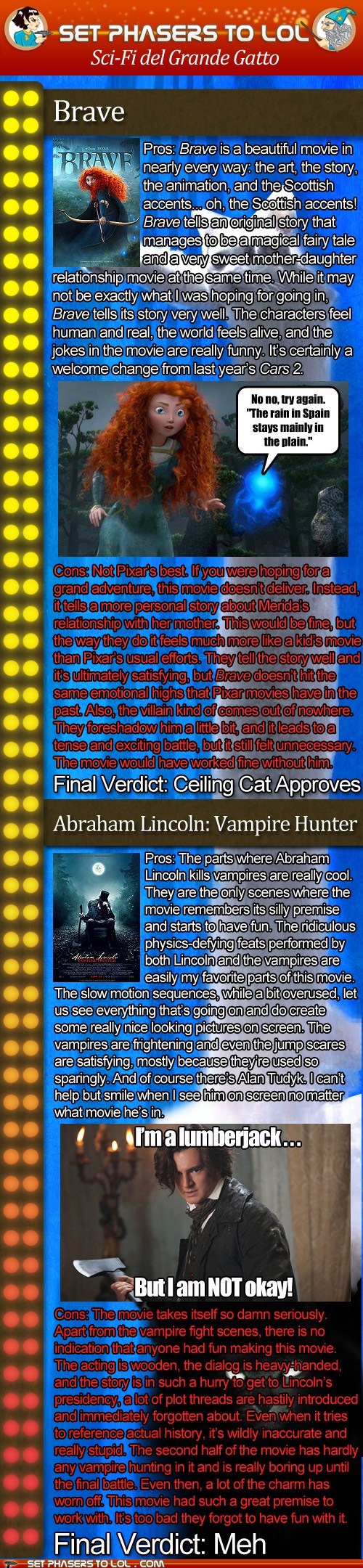 Sci-Fi del Grande Gatto: Brave and Abraham Lincoln Vampire Hunter