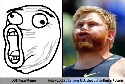 LOL Face Meme Totally Looks Like U.S. Shot Putter Kurtis Roberts