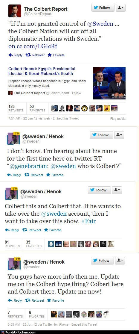 Stephen Colbert vs. @Sweden