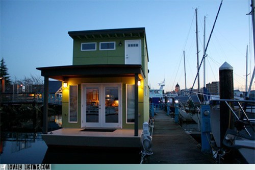 Tiny Green Houseboat