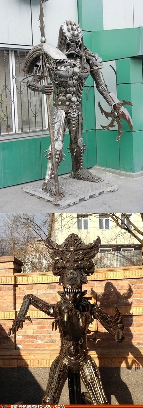 Life-Size Alien Vs. Predator Sculptures