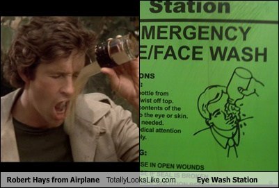 Robert Hays from Airplane! Totally Looks Like Eye Wash Station
