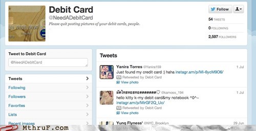 New Single-Serving Twitter Account Attempts to Publicly Shame People Who Post Their Debit Cards Online