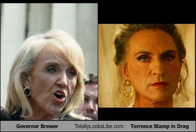 Governor Jan Brewer Totally Looks Like Terrence Stamp in Drag