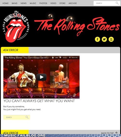 The Rolling Stones' Highly Relevant 404 Page