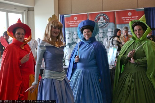Flora, Princess Aurora, Merryweather, and Fauna
