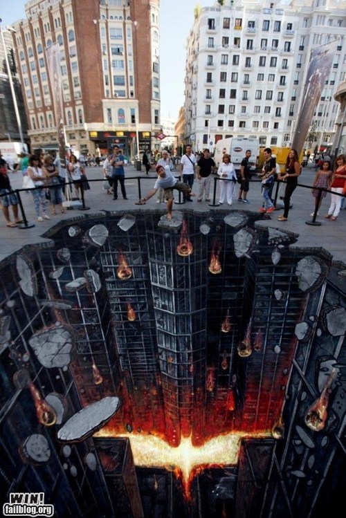WIN!: Dark Knight Chalk Art WIN