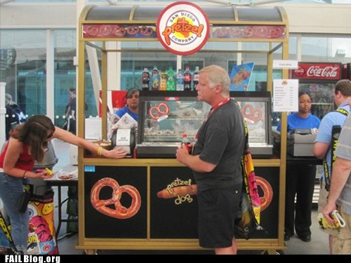 Standing in Front of the Pretzel Cart FAIL