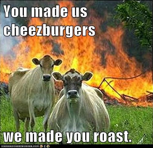 You made us cheezburgers  we made you roast.