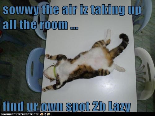 sowwy the air iz taking up all the room ...   find ur own spot 2b Lazy
