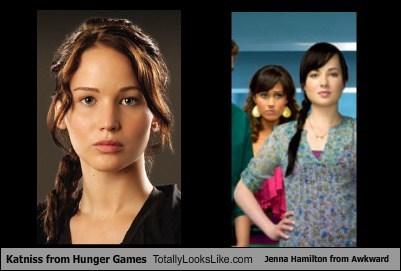 Jennifer Lawrence (Katniss from Hunger Games) Totally Looks Like Ashley Rickards (Jenna Hamilton from Awkward)