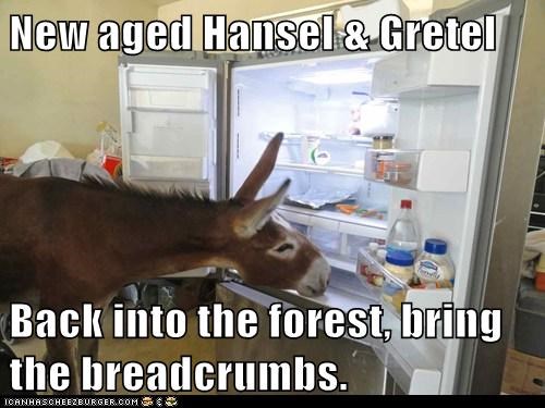 New aged Hansel & Gretel  Back into the forest, bring the breadcrumbs.