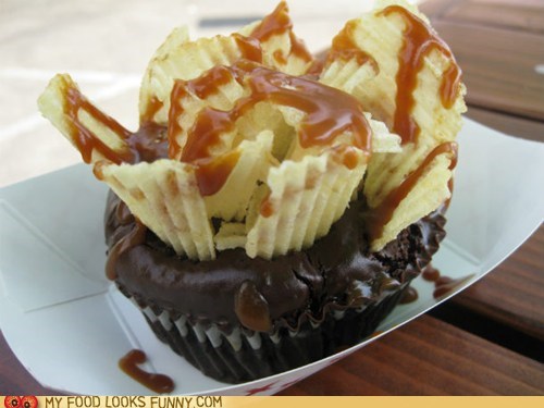 Chocolate Caramel Potato Chip cupcake