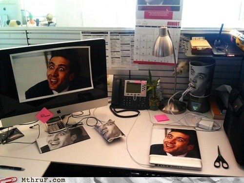 Somebody Put Nicolas Cage All Over My Desk!