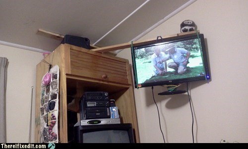 There I Fixed It: No Wall Mount? A Shelf Mount Will Have to Do