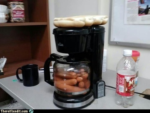 There I Fixed It: Coffee Machine Upgraded to Hotdog Maker