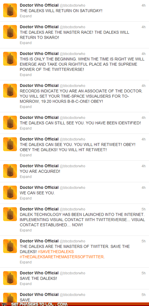 The Daleks Took Over the Doctor Who Twitter Feed