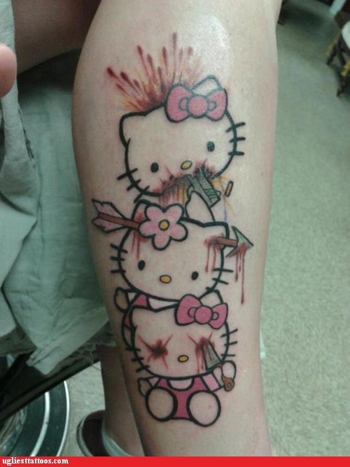 Ugliest Tattoos: Hear no Kitty, Speak no Kitty, Please Unsee the Kitty