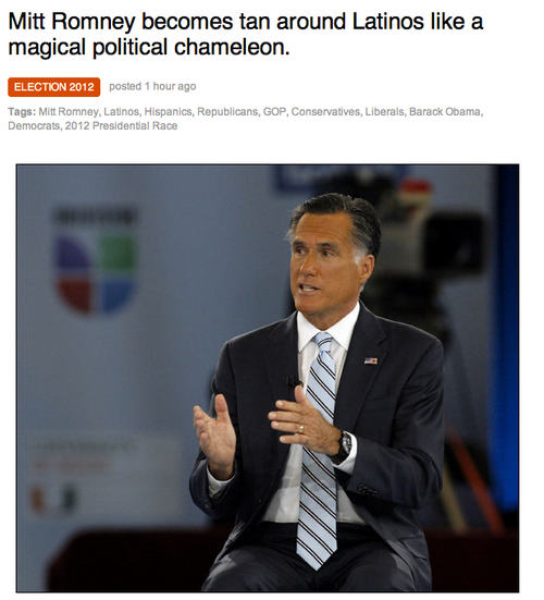 Suddenly Tan Mitt Romney Appears on Univision