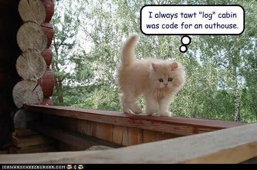 I always tawt "log" cabin was code for an outhouse.