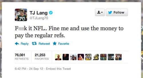 Green Bay Packers Guard TJ Lang Finds an Easy Solution to the NFL Referee Dispute