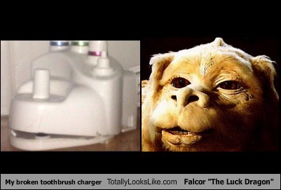 My Broken Toothbrush Charger Totally Looks Like Falcor "The Luck Dragon"