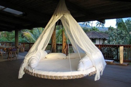 The Reused Swinging Trampoline Bed