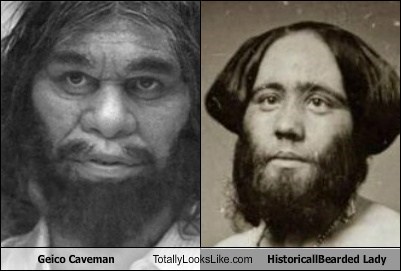 Geico Caveman Totally Looks Like Historical Bearded Lady