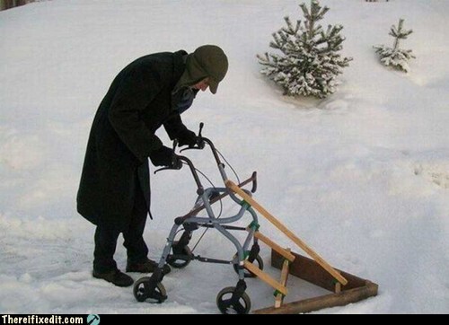Winter Oldsters Have to Get Around Somehow!