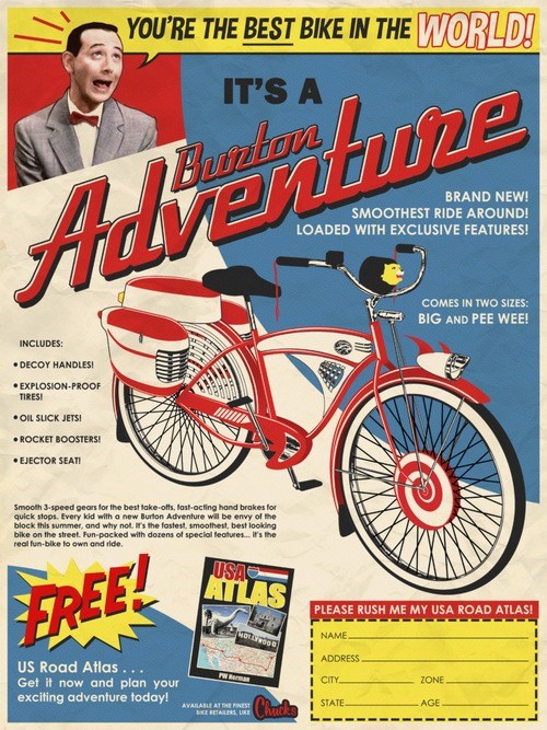 Pee-wee Herman's Bike Imagined as a Comic Book Ad