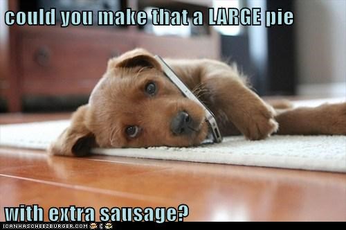 could you make that a LARGE pie  with extra sausage?