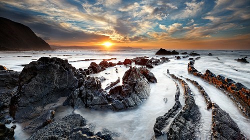 Winding Waves at Barrika Beach, Spain