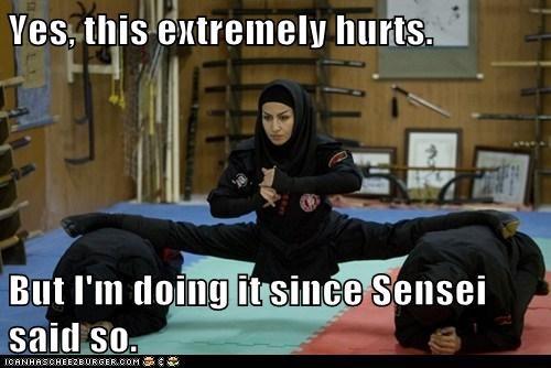 Yes, this extremely hurts.  But I'm doing it since Sensei said so.