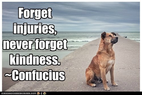 Forget injuries, never forget kindness. ~Confucius
