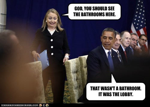 GOD, YOU SHOULD SEE THE BATHROOMS HERE.