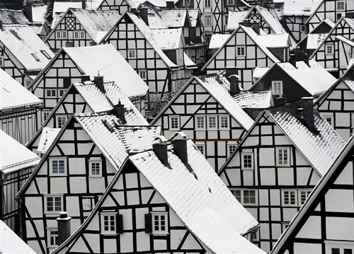 Snow on the Roofs in Germany