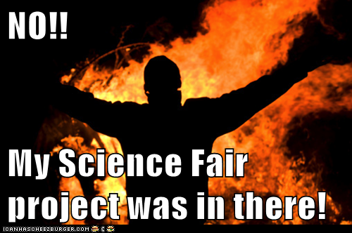 NO!!  My Science Fair project was in there!