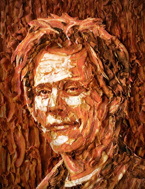 Kevin Bacon Portrait Made of Bacon
