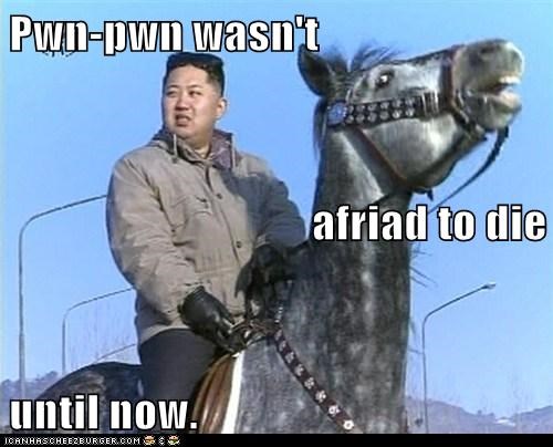 Pwn-pwn wasn't  afriad to die until now.