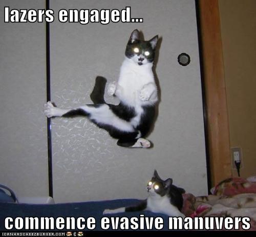 lazers engaged...  commence evasive manuvers