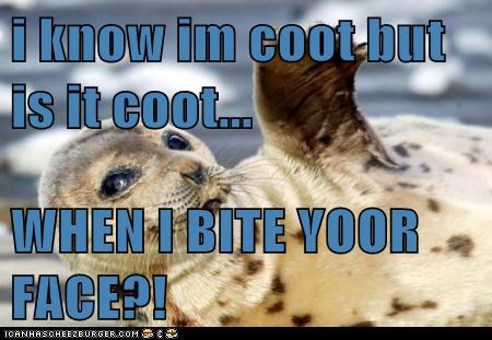 i know im coot but is it coot...  WHEN I BITE YOOR FACE?!