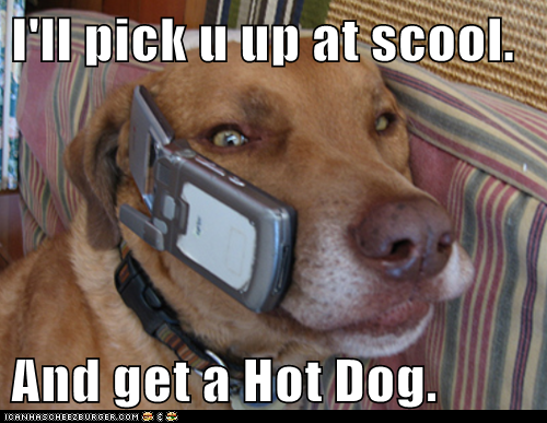 I'll pick u up at scool.  And get a Hot Dog.