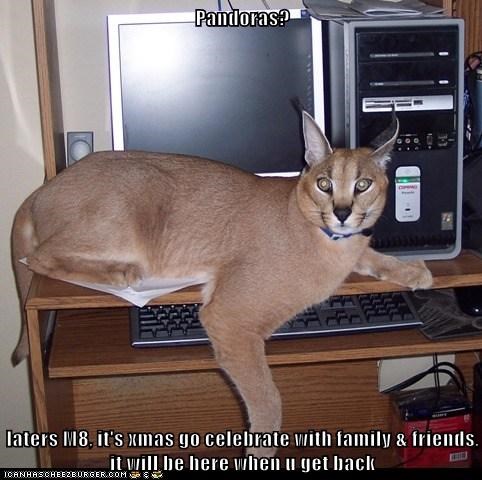 Pandoras?  laters M8, it's xmas go celebrate with family & friends, it will be here when u get back