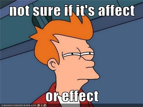 not sure if it's affect  or effect