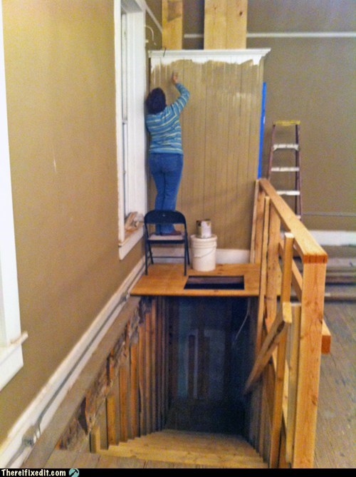 How to Paint Above a Stairwell
