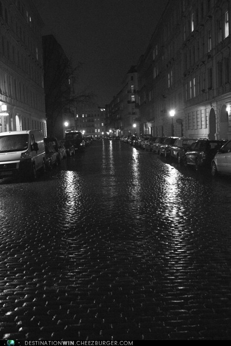 The Rain-Slicked Streets of Arndt Strasse, Berlin, Germany