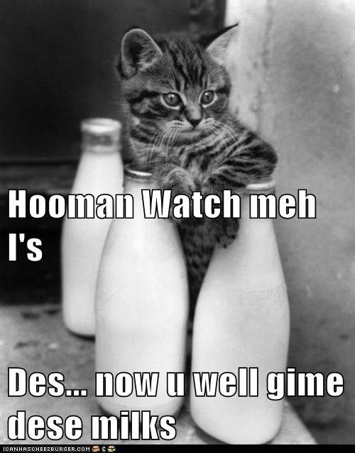 Hooman Watch meh I's  Des... now u well gime dese milks