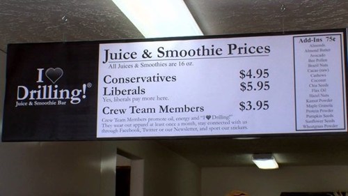 Resentment of the Day: Smoothie Shop Charges Liberals Extra